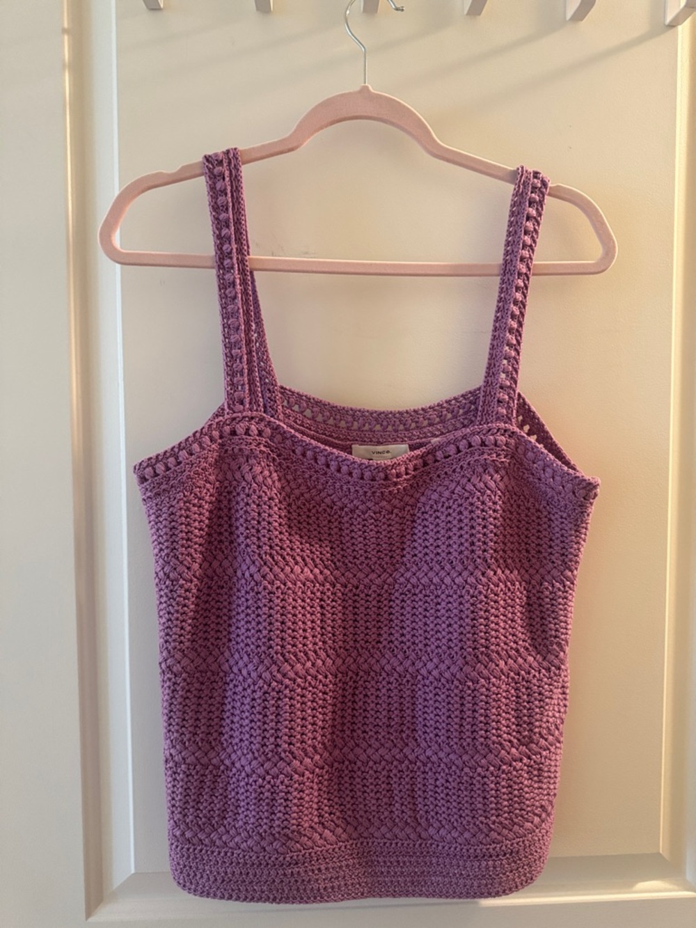 Vince Crochet Knit Tank Top in Lavender